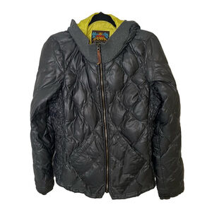 BAUER Eddie Bauer Premium Goose Down Puffer Parka Winter Coat Grey Lime, Medium